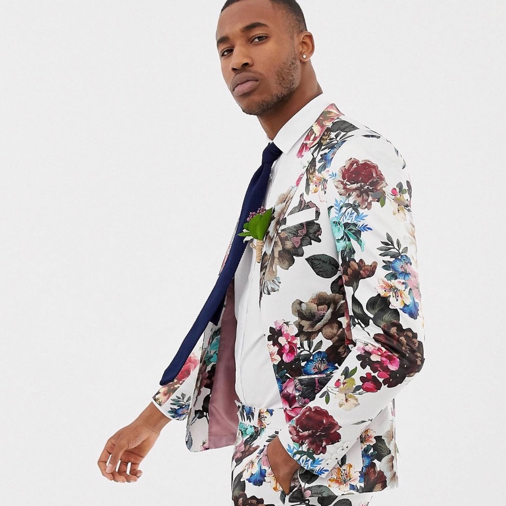 ASOS Men’s Skinny Suit Jacket with Floral Print